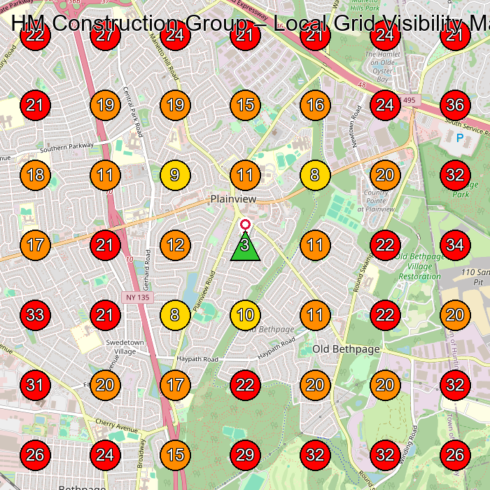 HM Construction Group GeoGrid visibility map for Phone Repair Service in Plainview
